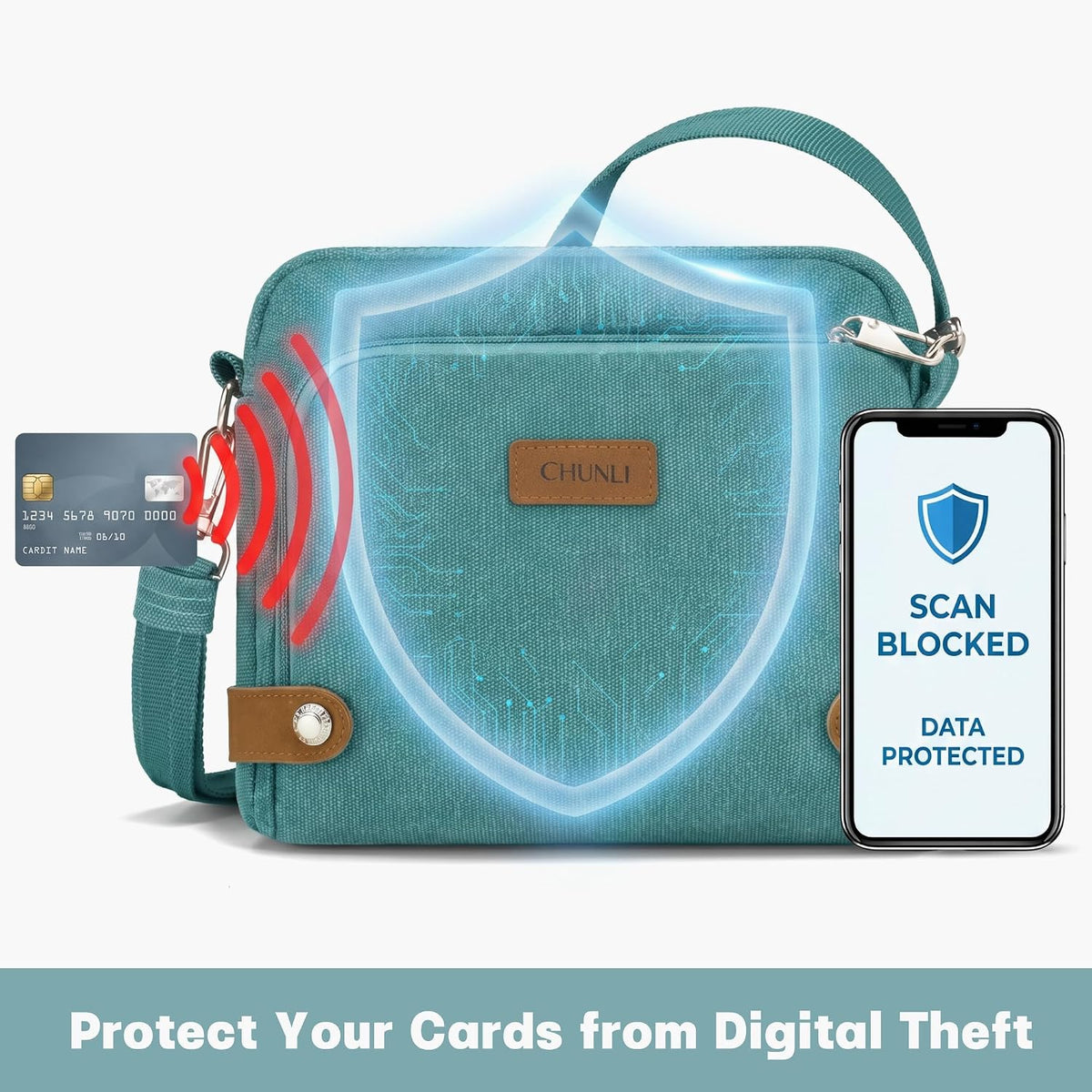 Anti Theft Crossbody Bag for Women, RFID Blocking Travel Purse with Lockable Zippers & Slash Resistant Strap