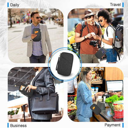 Passport Holder Family, Women Rfid Blocking Passport Wallet, Travel Document Organizer for Premium Wallets, Waterproof Passport Holders Bag for Women & Men Traveling, Credit Cards Case