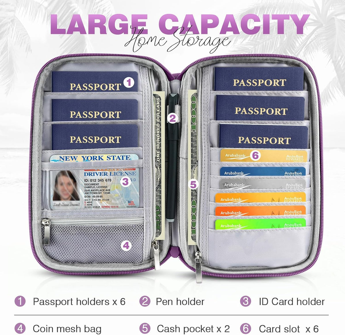 Passport Holder Family, Women Rfid Blocking Passport Wallet, Travel Document Organizer for Premium Wallets, Waterproof Passport Holders Bag for Women & Men Traveling, Credit Cards Case