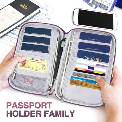 Passport Holder Family, Women Rfid Blocking Passport Wallet, Travel Document Organizer for Premium Wallets, Waterproof Passport Holders Bag for Women & Men Traveling, Credit Cards Case