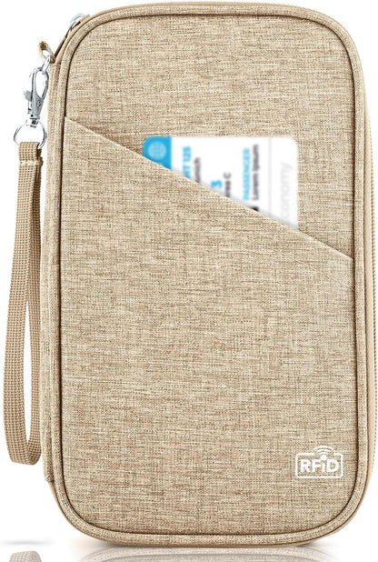 Passport Holder Family, Women Rfid Blocking Passport Wallet, Travel Document Organizer for Premium Wallets, Waterproof Passport Holders Bag for Women & Men Traveling, Credit Cards Case