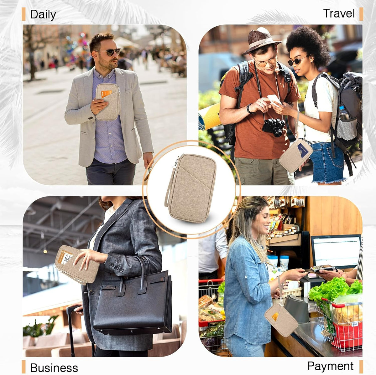Passport Holder Family, Women Rfid Blocking Passport Wallet, Travel Document Organizer for Premium Wallets, Waterproof Passport Holders Bag for Women & Men Traveling, Credit Cards Case