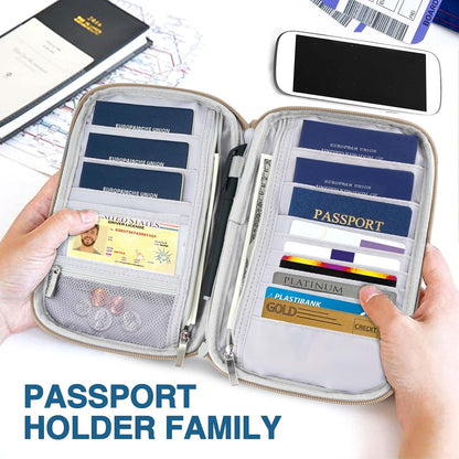 Passport Holder Family, Women Rfid Blocking Passport Wallet, Travel Document Organizer for Premium Wallets, Waterproof Passport Holders Bag for Women & Men Traveling, Credit Cards Case