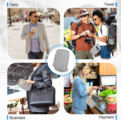 Passport Holder Family, Women Rfid Blocking Passport Wallet, Travel Document Organizer for Premium Wallets, Waterproof Passport Holders Bag for Women & Men Traveling, Credit Cards Case