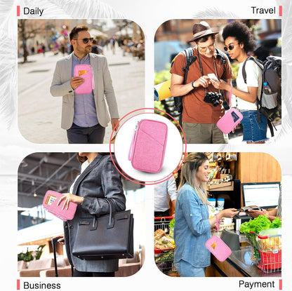 Passport Holder Family, Women Rfid Blocking Passport Wallet, Travel Document Organizer for Premium Wallets, Waterproof Passport Holders Bag for Women & Men Traveling, Credit Cards Case