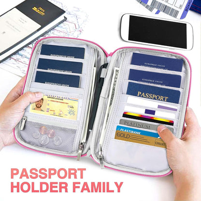 Passport Holder Family, Women Rfid Blocking Passport Wallet, Travel Document Organizer for Premium Wallets, Waterproof Passport Holders Bag for Women & Men Traveling, Credit Cards Case