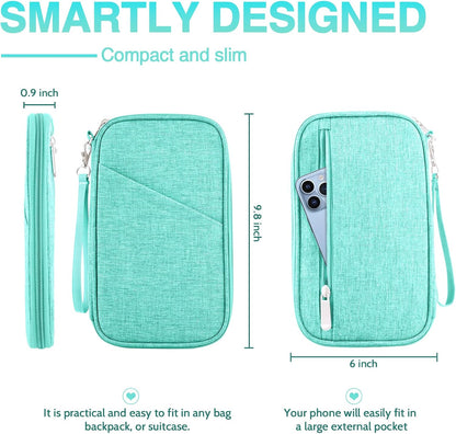 Passport Holder Family, Women Rfid Blocking Passport Wallet, Travel Document Organizer for Premium Wallets, Waterproof Passport Holders Bag for Women & Men Traveling, Credit Cards Case