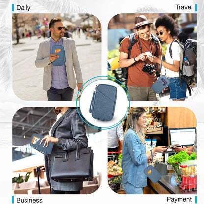Passport Holder Family, Women Rfid Blocking Passport Wallet, Travel Document Organizer for Premium Wallets, Waterproof Passport Holders Bag for Women & Men Traveling, Credit Cards Case