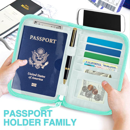 Passport Holder Family, Women Rfid Blocking Passport Wallet, Travel Document Organizer for Premium Wallets, Waterproof Passport Holders Bag for Women & Men Traveling, Credit Cards Case