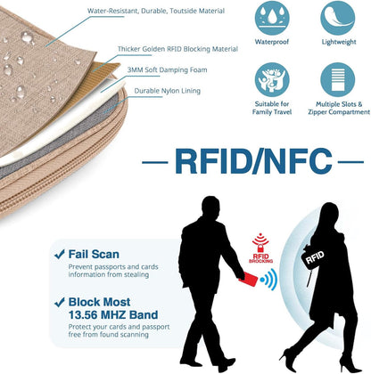 Passport Holder Family, Women Rfid Blocking Passport Wallet, Travel Document Organizer for Premium Wallets, Waterproof Passport Holders Bag for Women & Men Traveling, Credit Cards Case