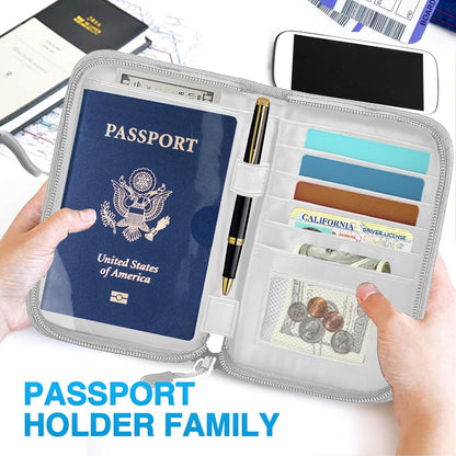 Passport Holder Family, Women Rfid Blocking Passport Wallet, Travel Document Organizer for Premium Wallets, Waterproof Passport Holders Bag for Women & Men Traveling, Credit Cards Case