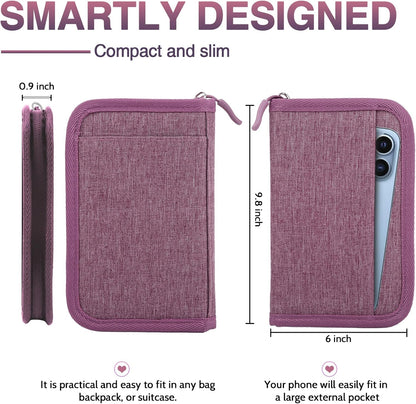 Passport Holder Family, Women Rfid Blocking Passport Wallet, Travel Document Organizer for Premium Wallets, Waterproof Passport Holders Bag for Women & Men Traveling, Credit Cards Case