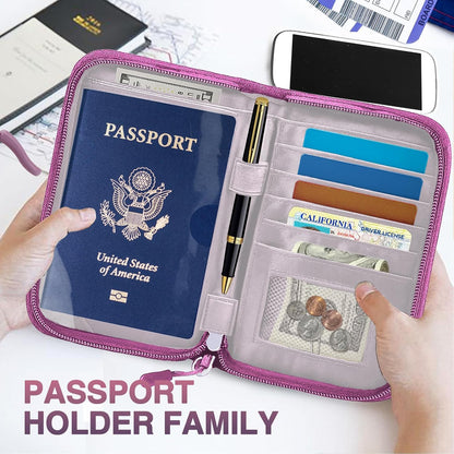 Passport Holder Family, Women Rfid Blocking Passport Wallet, Travel Document Organizer for Premium Wallets, Waterproof Passport Holders Bag for Women & Men Traveling, Credit Cards Case