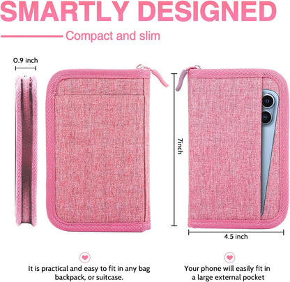 Passport Holder Family, Women Rfid Blocking Passport Wallet, Travel Document Organizer for Premium Wallets, Waterproof Passport Holders Bag for Women & Men Traveling, Credit Cards Case