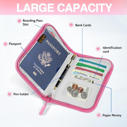 Passport Holder Family, Women Rfid Blocking Passport Wallet, Travel Document Organizer for Premium Wallets, Waterproof Passport Holders Bag for Women & Men Traveling, Credit Cards Case