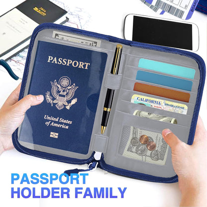 Passport Holder Family, Women Rfid Blocking Passport Wallet, Travel Document Organizer for Premium Wallets, Waterproof Passport Holders Bag for Women & Men Traveling, Credit Cards Case