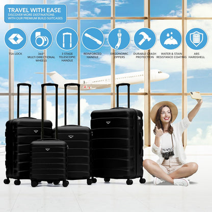 Carry On Suitcase 18x14x8" Hardside Built In TSA Lock & USB Port Lightweight Luggage Silent Double Spinner Wheels Maximum Underseat Carry-On Bag For American & United Approved Airlines