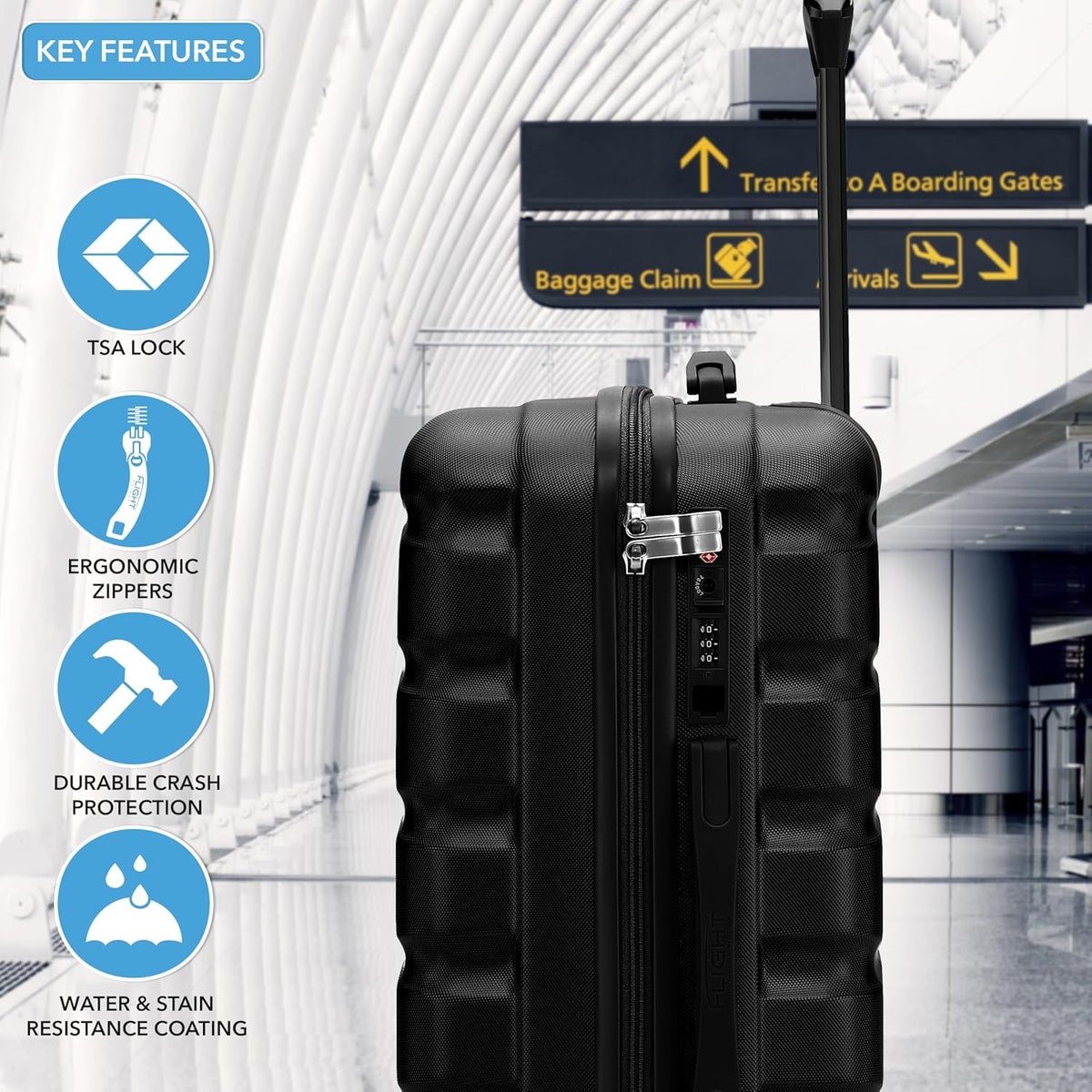 Carry On Suitcase 18x14x8" Hardside Built In TSA Lock & USB Port Lightweight Luggage Silent Double Spinner Wheels Maximum Underseat Carry-On Bag For American & United Approved Airlines