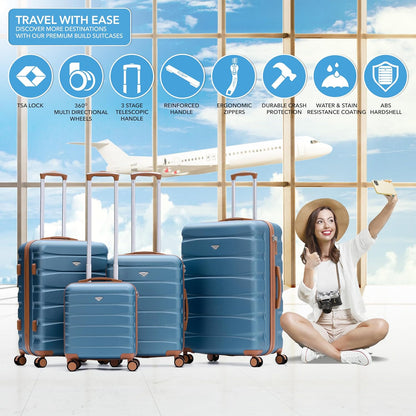 Carry On Suitcase 18x14x8" Hardside Built In TSA Lock & USB Port Lightweight Luggage Silent Double Spinner Wheels Maximum Underseat Carry-On Bag For American & United Approved Airlines