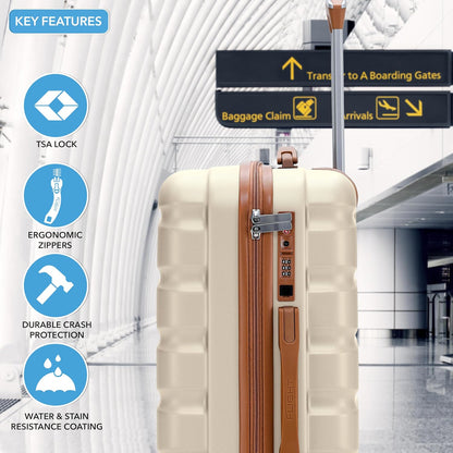 Carry On Suitcase 18x14x8" Hardside Built In TSA Lock & USB Port Lightweight Luggage Silent Double Spinner Wheels Maximum Underseat Carry-On Bag For American & United Approved Airlines