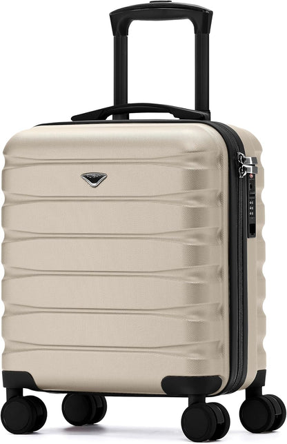 Carry On Suitcase 18x14x8" Hardside Built In TSA Lock & USB Port Lightweight Luggage Silent Double Spinner Wheels Maximum Underseat Carry-On Bag For American & United Approved Airlines