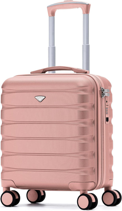 Carry On Suitcase 18x14x8" Hardside Built In TSA Lock & USB Port Lightweight Luggage Silent Double Spinner Wheels Maximum Underseat Carry-On Bag For American & United Approved Airlines