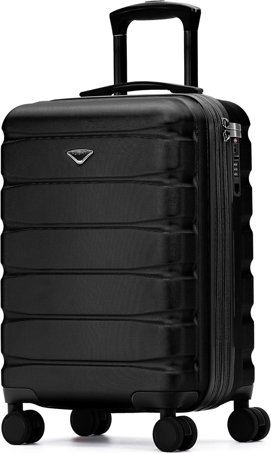 Carry On Suitcase 18x14x8" Hardside Built In TSA Lock & USB Port Lightweight Luggage Silent Double Spinner Wheels Maximum Underseat Carry-On Bag For American & United Approved Airlines