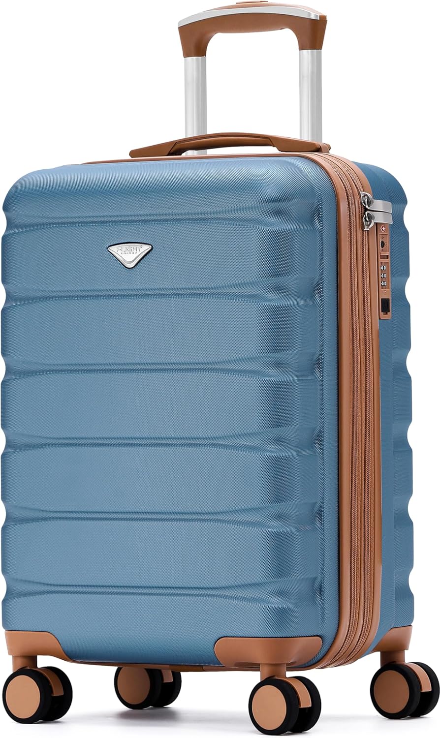 Carry On Suitcase 18x14x8" Hardside Built In TSA Lock & USB Port Lightweight Luggage Silent Double Spinner Wheels Maximum Underseat Carry-On Bag For American & United Approved Airlines
