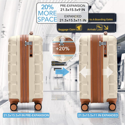Carry On Suitcase 18x14x8" Hardside Built In TSA Lock & USB Port Lightweight Luggage Silent Double Spinner Wheels Maximum Underseat Carry-On Bag For American & United Approved Airlines