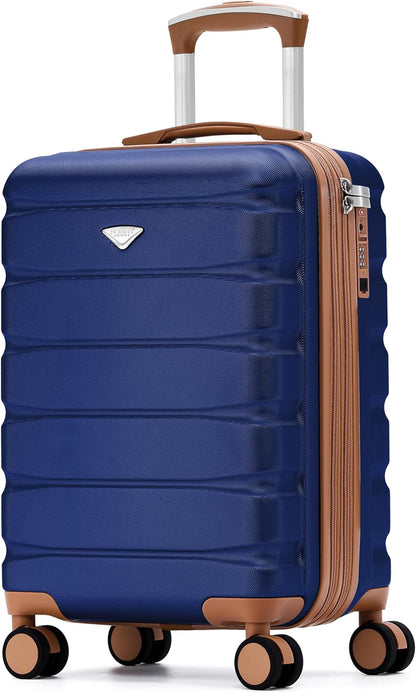 Carry On Suitcase 18x14x8" Hardside Built In TSA Lock & USB Port Lightweight Luggage Silent Double Spinner Wheels Maximum Underseat Carry-On Bag For American & United Approved Airlines
