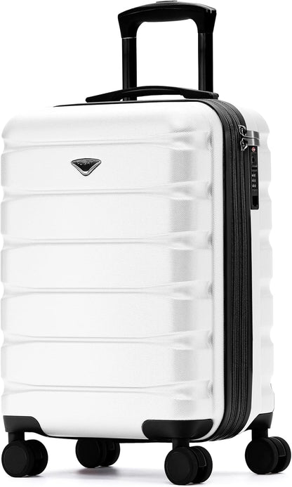 Carry On Suitcase 18x14x8" Hardside Built In TSA Lock & USB Port Lightweight Luggage Silent Double Spinner Wheels Maximum Underseat Carry-On Bag For American & United Approved Airlines