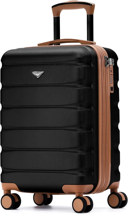 Carry On Suitcase 18x14x8" Hardside Built In TSA Lock & USB Port Lightweight Luggage Silent Double Spinner Wheels Maximum Underseat Carry-On Bag For American & United Approved Airlines