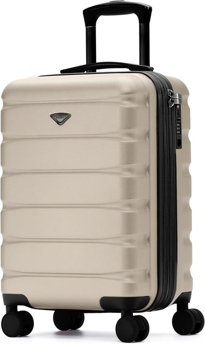 Carry On Suitcase 18x14x8" Hardside Built In TSA Lock & USB Port Lightweight Luggage Silent Double Spinner Wheels Maximum Underseat Carry-On Bag For American & United Approved Airlines