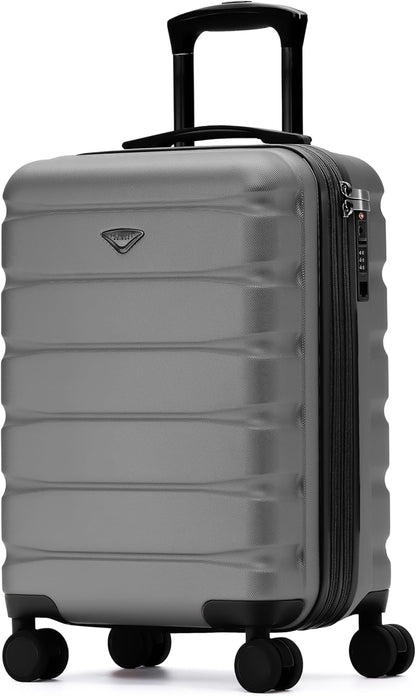 Carry On Suitcase 18x14x8" Hardside Built In TSA Lock & USB Port Lightweight Luggage Silent Double Spinner Wheels Maximum Underseat Carry-On Bag For American & United Approved Airlines