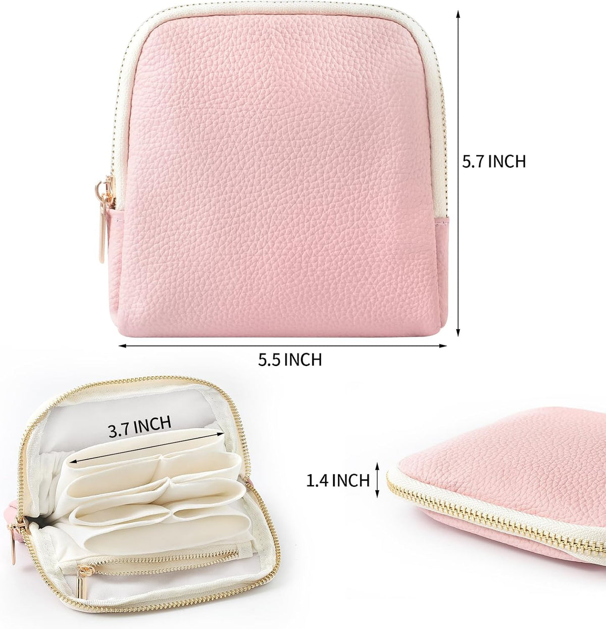 Genuine Leather Travel Jewelry Organizer Case Pouch Bags with Zipper, Small Mini Portable Jewelry Storage Bag for Ring Earrings Necklace Bracelet Travel Essentials Gift for Women（Cyan）