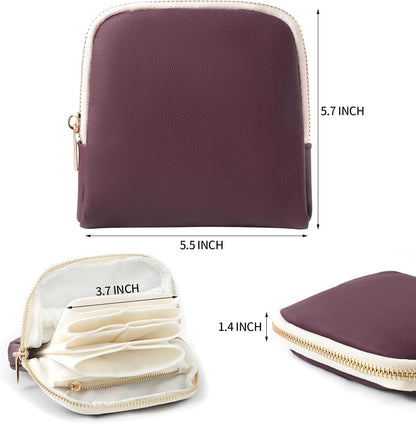 Genuine Leather Travel Jewelry Organizer Case Pouch Bags with Zipper, Small Mini Portable Jewelry Storage Bag for Ring Earrings Necklace Bracelet Travel Essentials Gift for Women（Cyan）