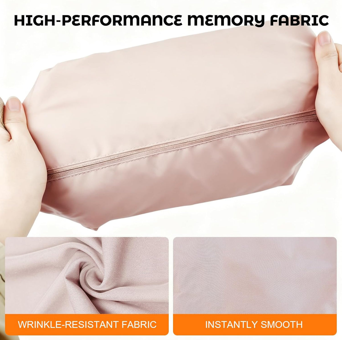 6-Piece Compression Packing Cubes for Travel, Oxford Luggage Organizers for Suitcases, Expandable Space Saving Travel Essentials with Double-Layer Shoe Bag, Pink