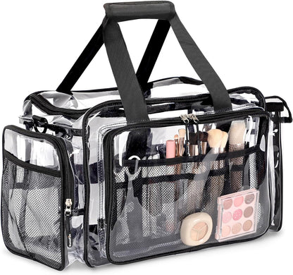 Large Clear Makeup Bag，Extra Large Clear Tote Bag，Professional Makeup Artist Case, Waterproof Clear Bag for Stadium Events, Travel, Cosmetology, Hairstylist Tools