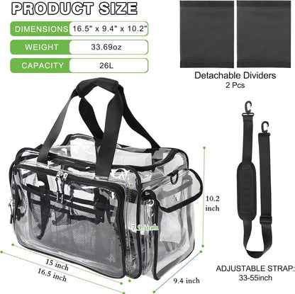 Large Clear Makeup Bag，Extra Large Clear Tote Bag，Professional Makeup Artist Case, Waterproof Clear Bag for Stadium Events, Travel, Cosmetology, Hairstylist Tools