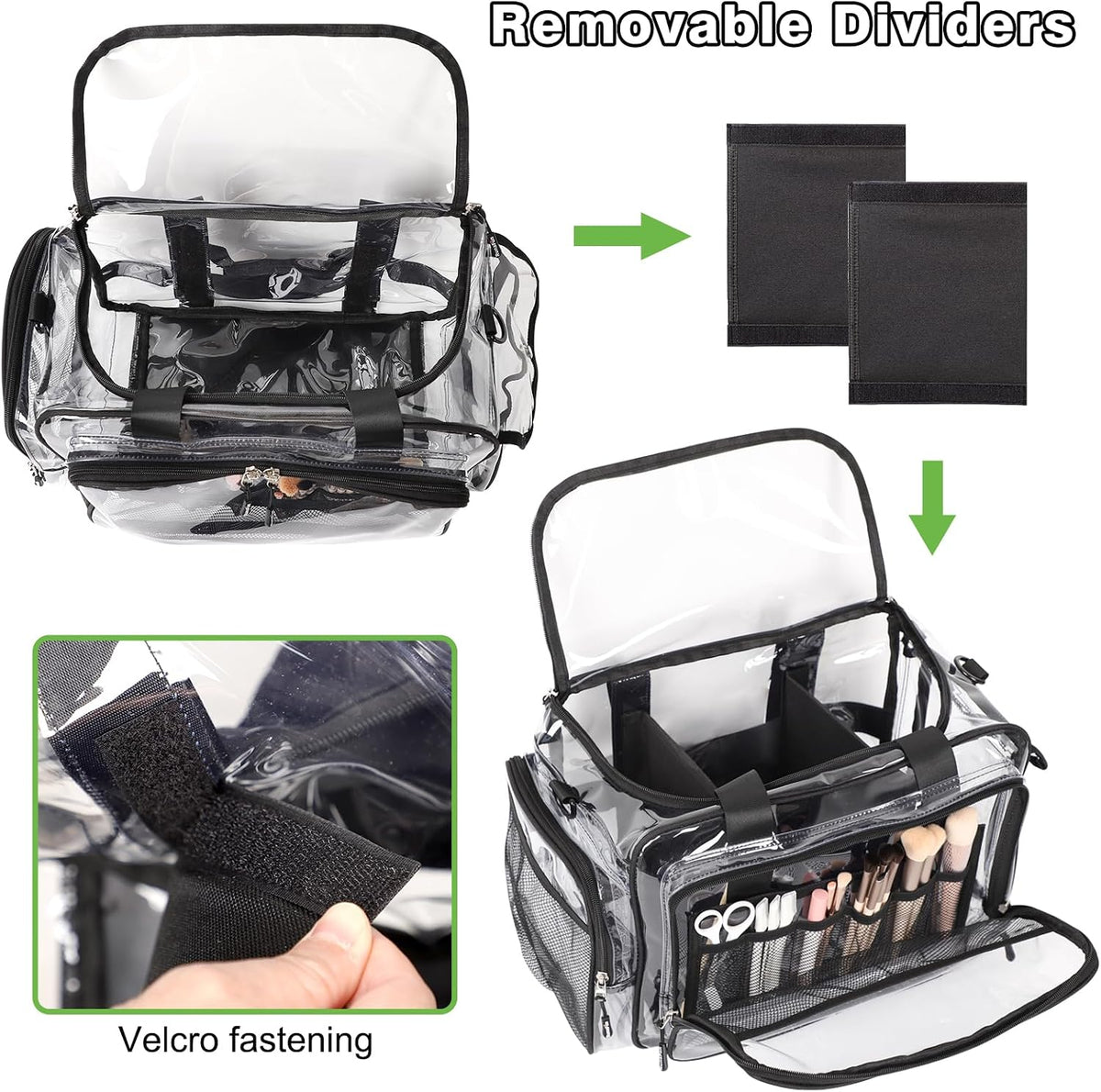 Large Clear Makeup Bag，Extra Large Clear Tote Bag，Professional Makeup Artist Case, Waterproof Clear Bag for Stadium Events, Travel, Cosmetology, Hairstylist Tools