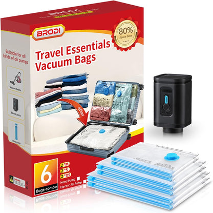 14 Combo Pack Travel Vacuum Bags with Pump - Space Saver & Travel Essentials, Vacuum Seal Bags for Clothing and Luggage