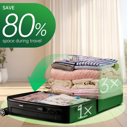 14 Combo Pack Travel Vacuum Bags with Pump - Space Saver & Travel Essentials, Vacuum Seal Bags for Clothing and Luggage