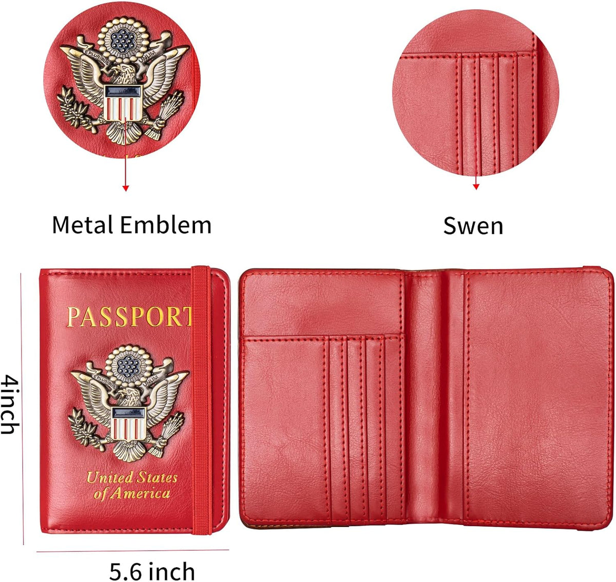Passport Holder and Card Slot Combo RFID Blocking Leather Travel Passport Wallet for Men and Women US Passport Cover, Blue