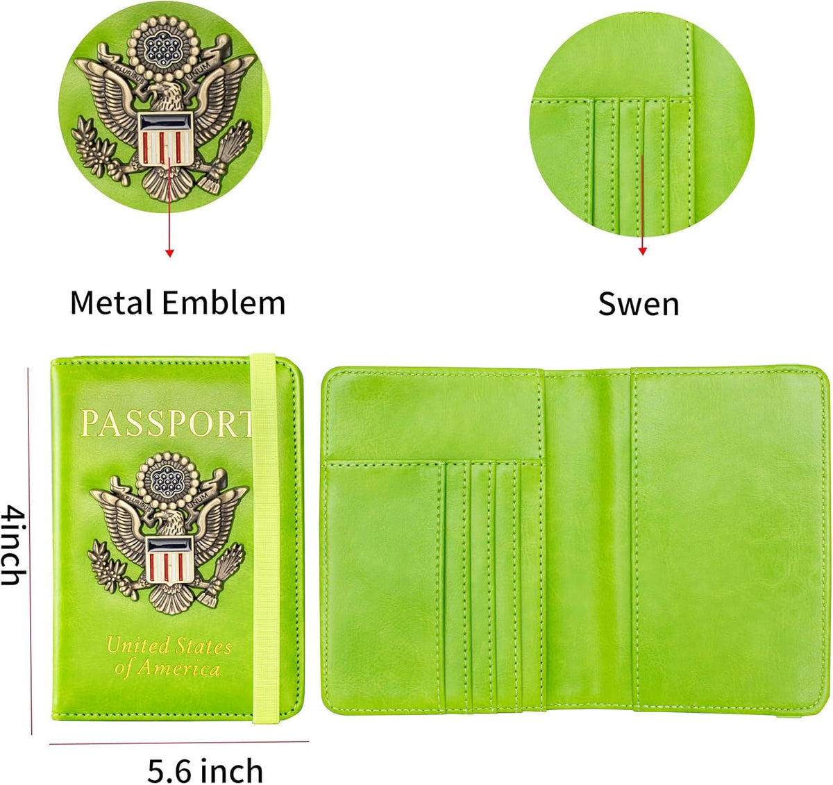 Passport Holder and Card Slot Combo RFID Blocking Leather Travel Passport Wallet for Men and Women US Passport Cover, Blue
