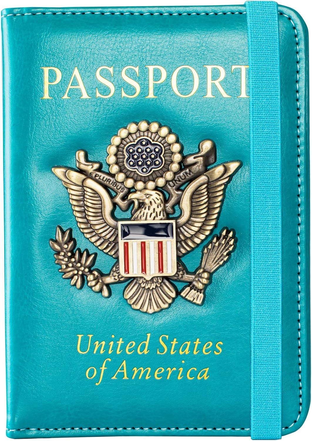 Passport Holder and Card Slot Combo RFID Blocking Leather Travel Passport Wallet for Men and Women US Passport Cover, Blue