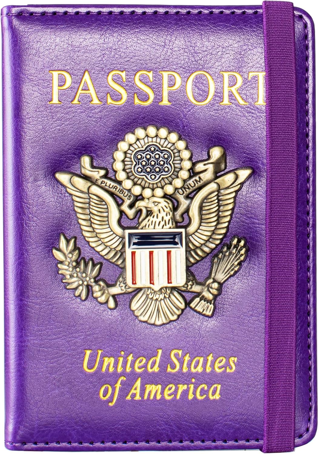 Passport Holder and Card Slot Combo RFID Blocking Leather Travel Passport Wallet for Men and Women US Passport Cover, Blue