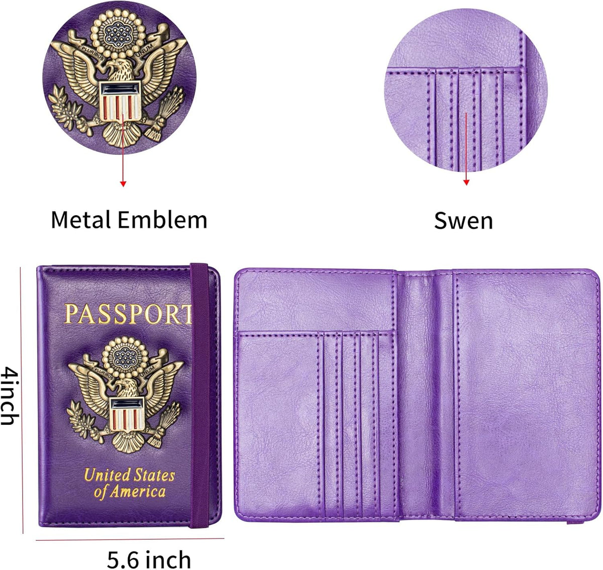 Passport Holder and Card Slot Combo RFID Blocking Leather Travel Passport Wallet for Men and Women US Passport Cover, Blue