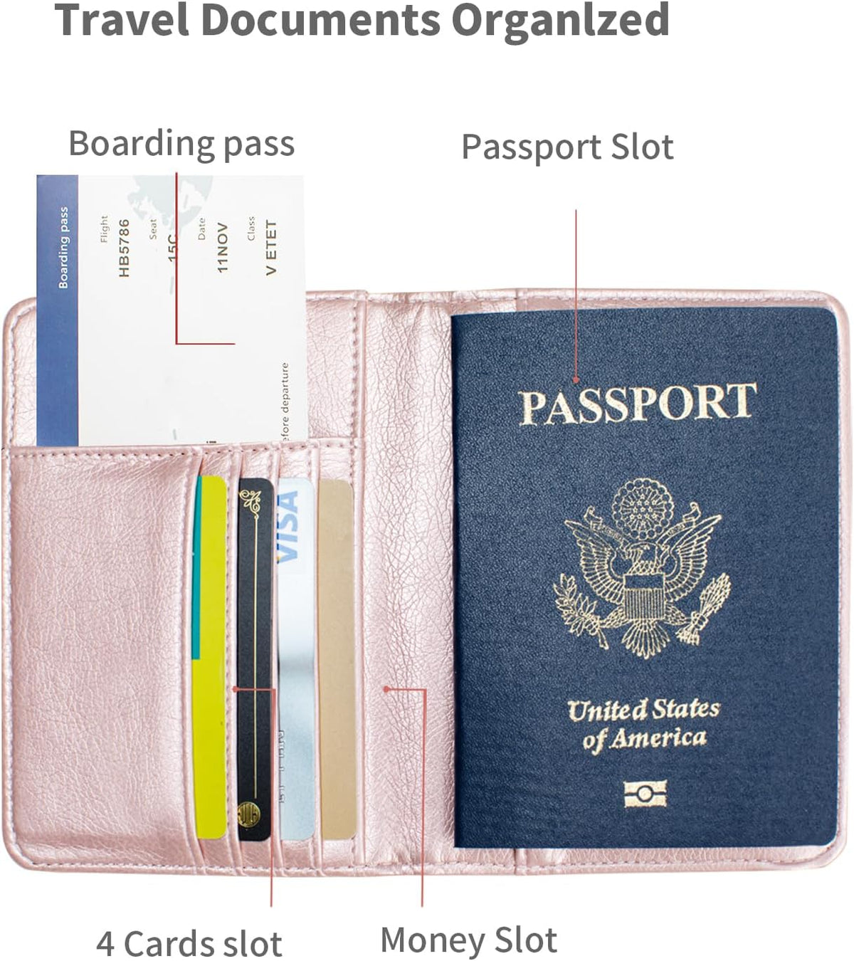 Passport Holder and Card Slot Combo RFID Blocking Leather Travel Passport Wallet for Men and Women US Passport Cover, Blue