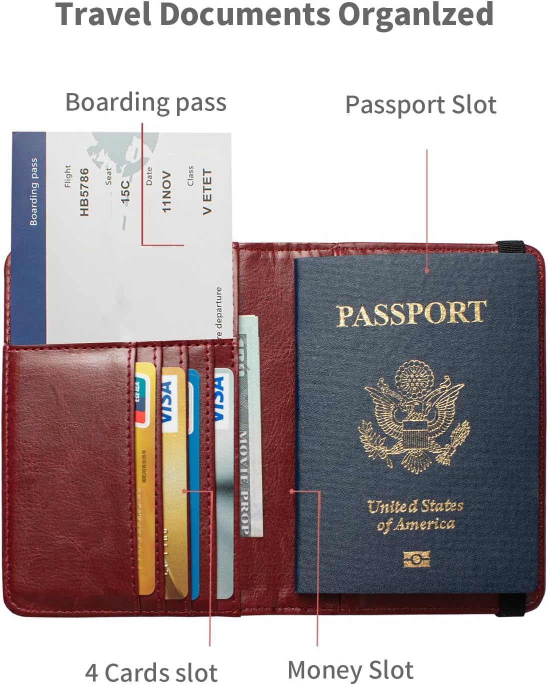 Passport Holder and Card Slot Combo RFID Blocking Leather Travel Passport Wallet for Men and Women US Passport Cover, Blue