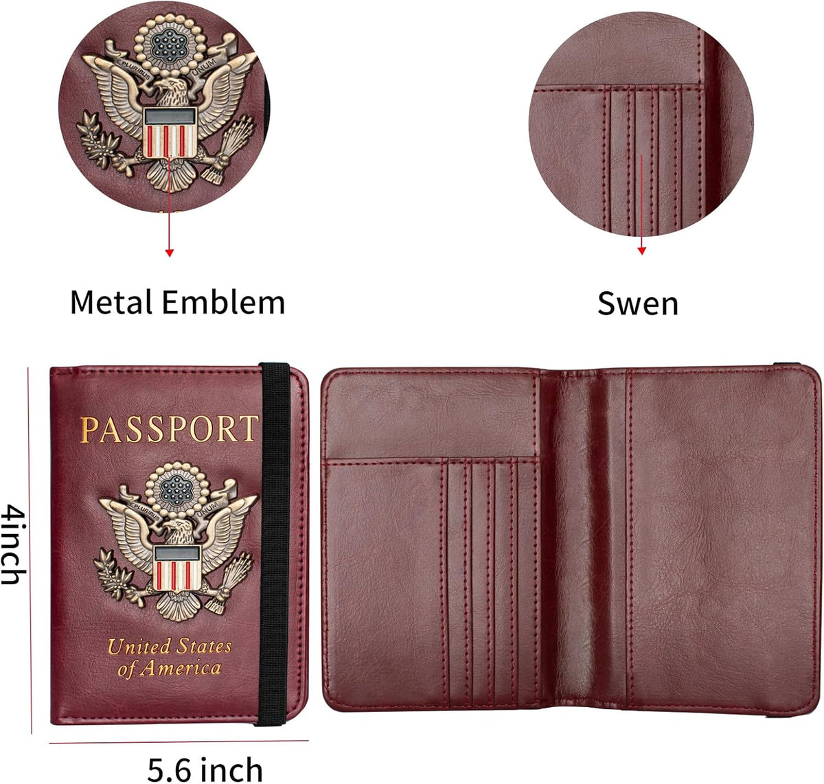Passport Holder and Card Slot Combo RFID Blocking Leather Travel Passport Wallet for Men and Women US Passport Cover, Blue